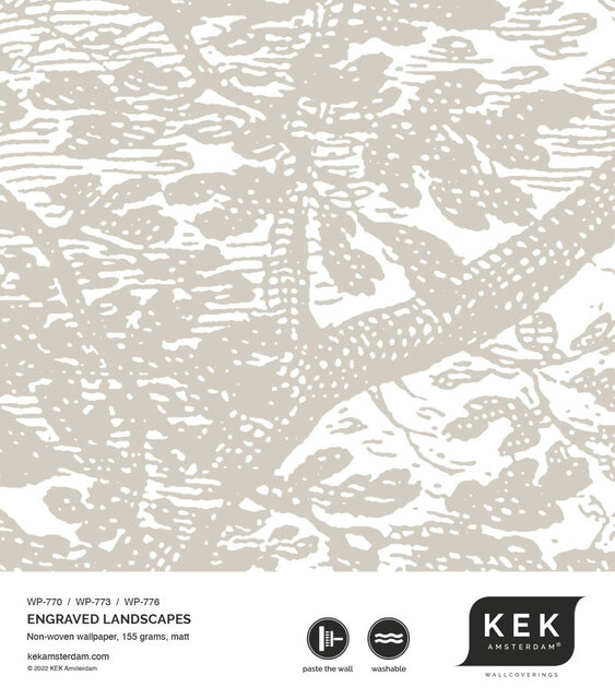 KEK Amsterdam Papier peint paysages gravés gris WP-770 200x280cm