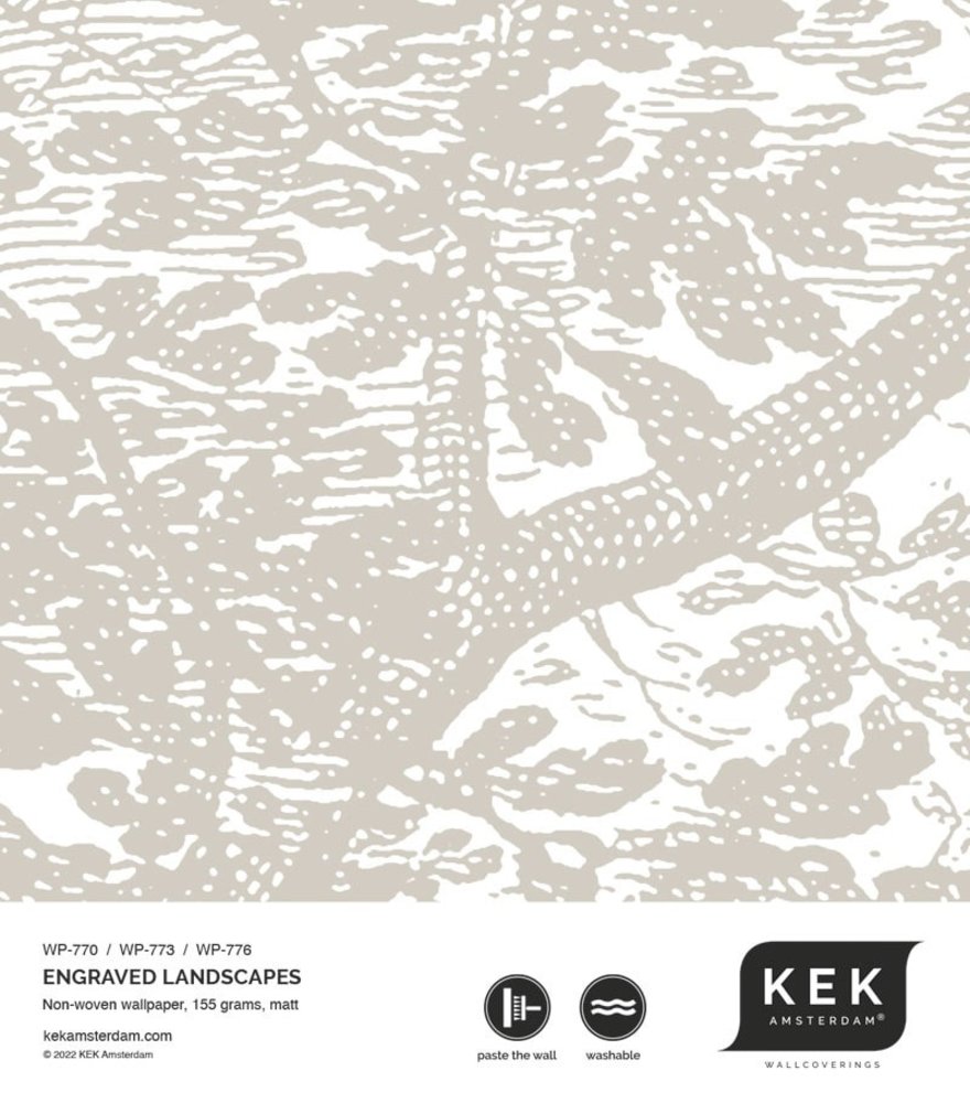 KEK Amsterdam Papier peint paysages gravés WP-773 gris 300x280cm