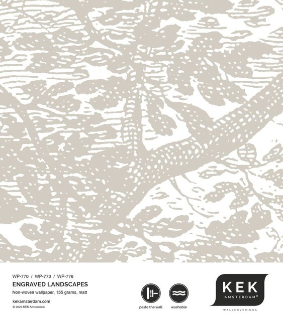 KEK Amsterdam Engraved landschappen behang grijs WP-776- 400x280cm