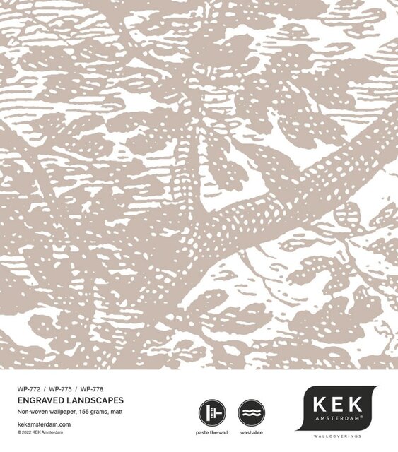 KEK Amsterdam Graverad landskap tapet sand WP-775 300x280cm