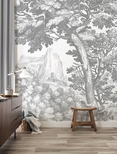 KEK Amsterdam Graverad landskapstapet grå WP-780 300x280cm