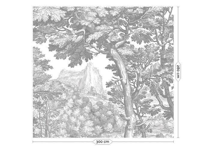 KEK Amsterdam Engraved landscapes wallpaper gray WP-780 300x280cm