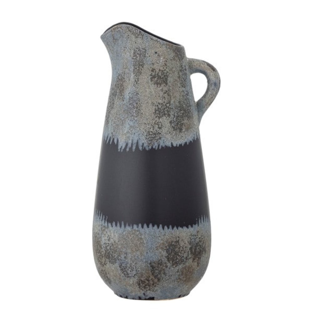 Bloomingville Vaso In Terracotta Grigio - Design Astratto Shabby, Lungo 40,6 Cm