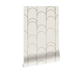 KEK Amsterdam Gyldne linjer tapet 100x280cm guld / off - hvid MW-067 KEK Amsterdam Gyldne linjer tapet 100x280cm guld / off - hvid MW-067