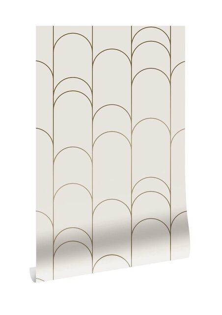 KEK Amsterdam Golden lines wallpaper 100x280cm gold / off - white MW-067