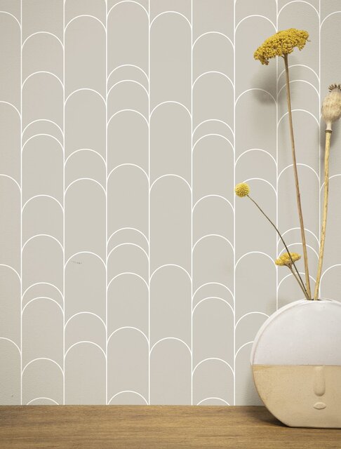 KEK Amsterdam Graphic lines wallpaper 100x280cm beige WP-737