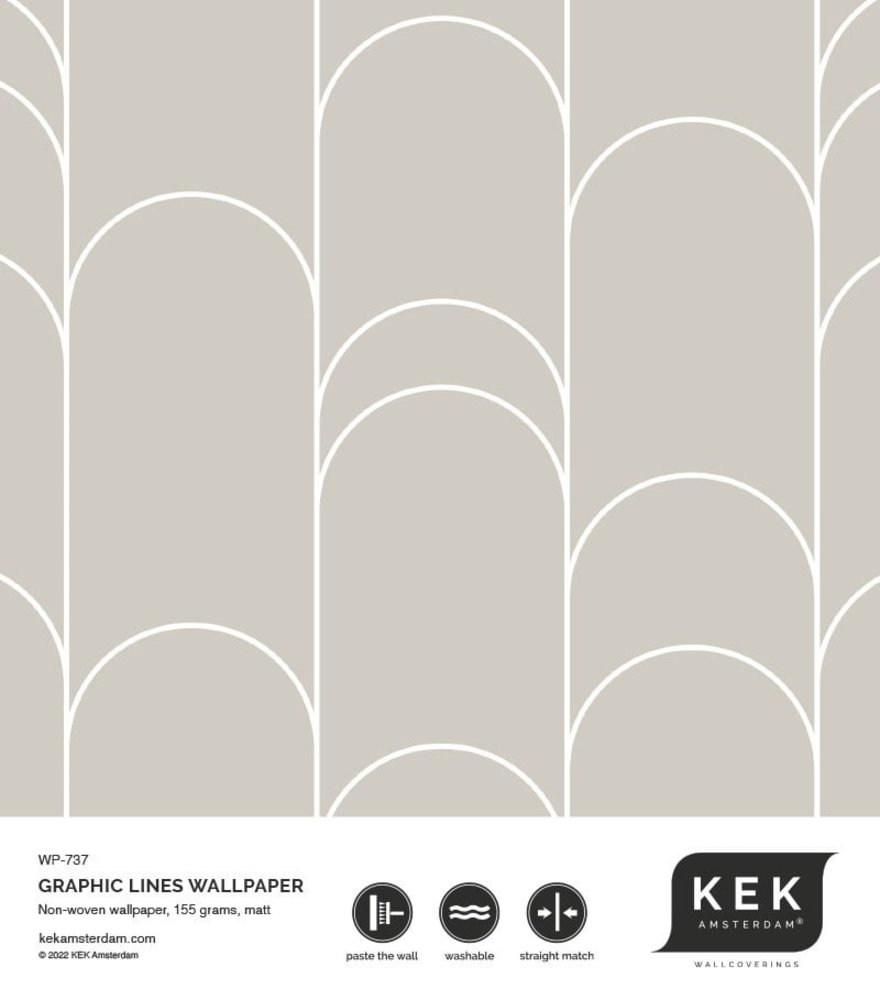 KEK Amsterdam Grafische lijnen behang 100x280cm beige WP-737