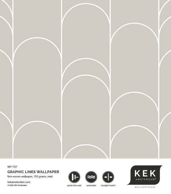 KEK Amsterdam Graphic lines wallpaper 100x280cm beige WP-737