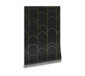 KEK Amsterdam Golden lines behang 100x280cm zwart/goud MW-071 KEK Amsterdam Golden lines behang 100x280cm zwart/goud MW-071