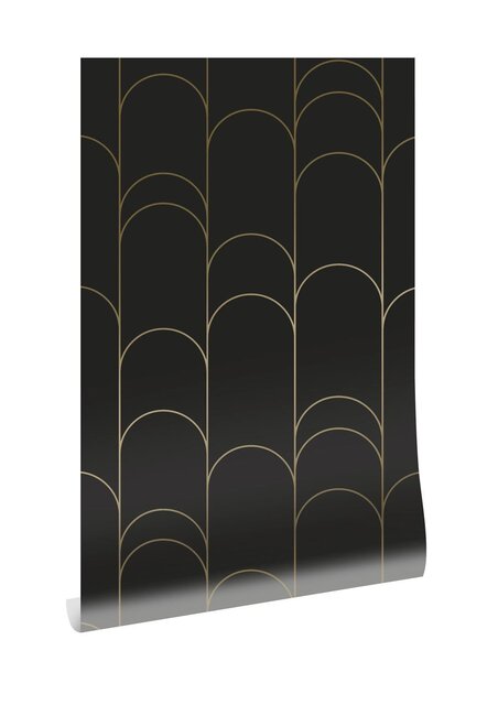 KEK Amsterdam Golden lines wallpaper 100x280cm black/gold MW-071