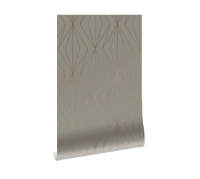 KEK Amsterdam Golden lines behang 100x280cm taupe / goud MW-075 KEK Amsterdam Golden lines behang 100x280cm taupe / goud MW-075