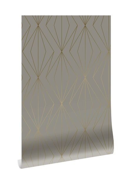 KEK Amsterdam Gylne linjer tapet 100x280cm taupe / gull MW-075