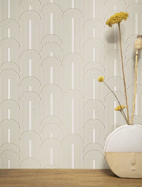 KEK Amsterdam Papel pintado lineas doradas 100x280cm blanco roto / dorado MW-077