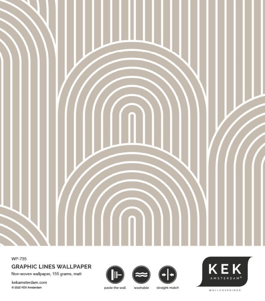 KEK Amsterdam Papier peint lignes graphiques 100x280cm sable WP-735
