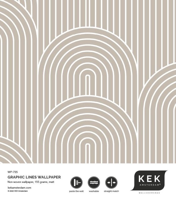 KEK Amsterdam Grafiska linjer tapet 100x280cm sand WP-735