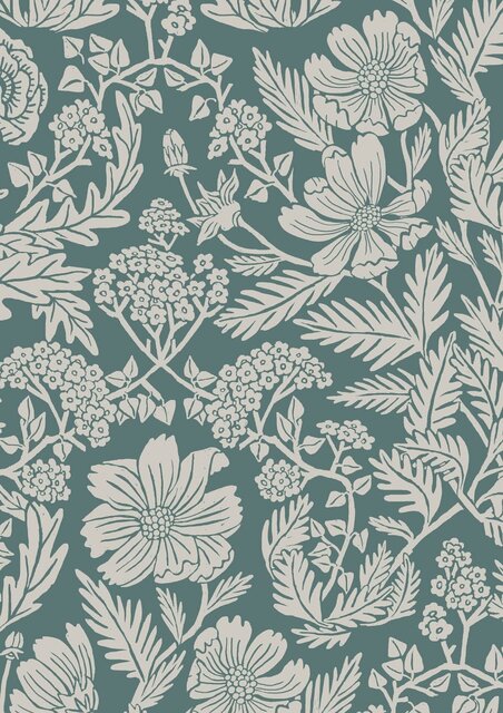 KEK Amsterdam Ritad blommig tapet 100x280cm - FR-001