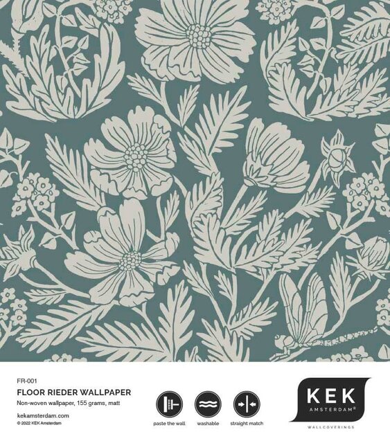 KEK Amsterdam Getekende bloemen behang 100x280cm - FR-001
