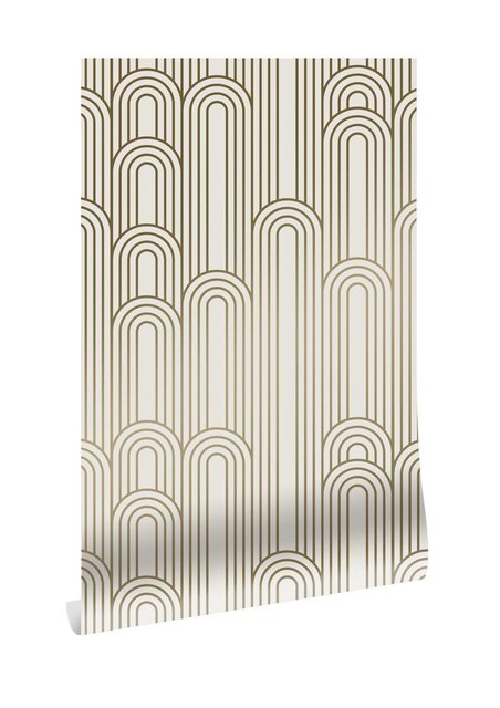 KEK Amsterdam Gyldne linjer tapet 100x280cm off white / guld MW-087