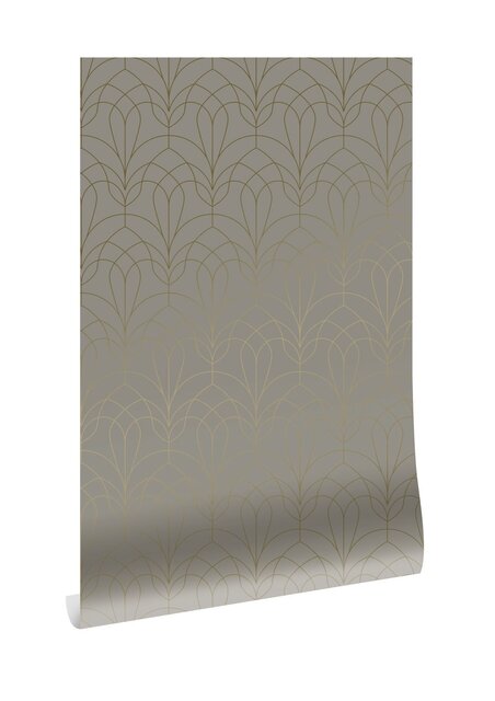 KEK Amsterdam Gyllene linjer tapet 100x280cm taupe / guld MW-085