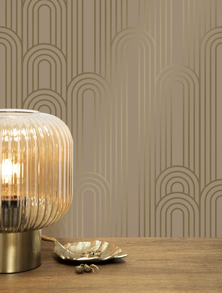 KEK Amsterdam Golden lines wallpaper 100x280cm nude / gold MW-089 KEK Amsterdam Golden lines wallpaper 100x280cm nude / gold MW-089