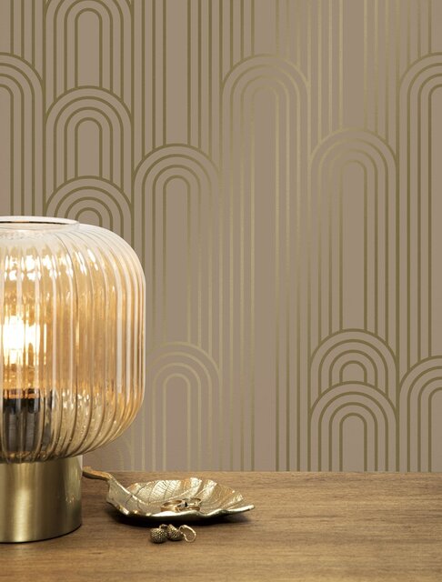 KEK Amsterdam Papel pintado lineas doradas 100x280cm nude / dorado MW-089