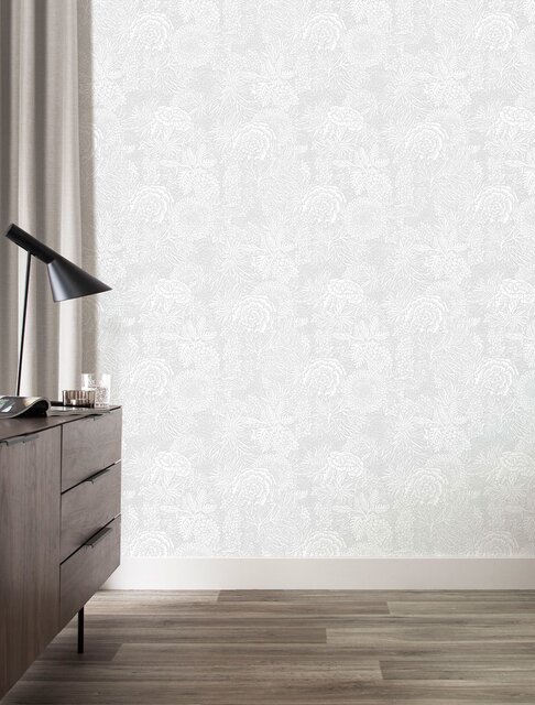 KEK Amsterdam Papier peint floral dessiné 100x280cm gris - FR-011