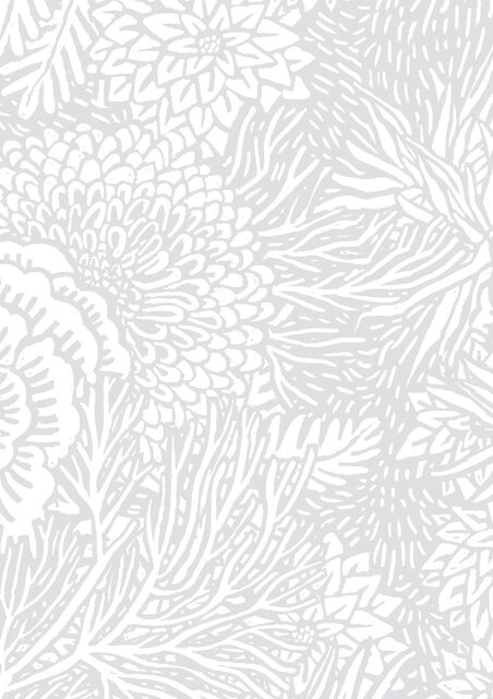 KEK Amsterdam Ritad blommig tapet 100x280cm grå - FR-011
