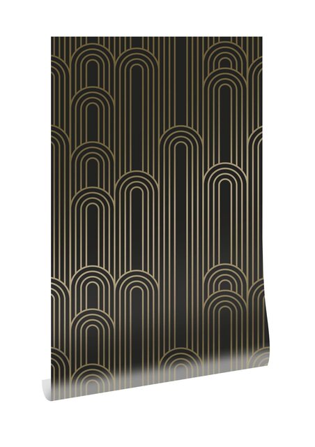KEK Amsterdam Gyllene linjer tapet 100x280cm svart / guld MW-091
