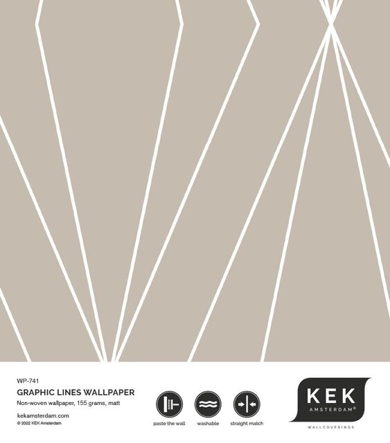 KEK Amsterdam Grafiska linjer tapet 100x280cm sand WP-741