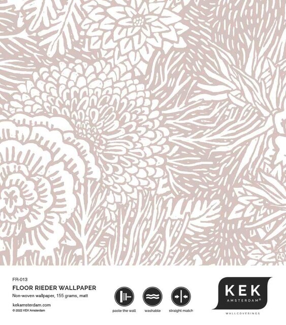 KEK Amsterdam Ritad blommig tapet 100x280cm naken - FR-013
