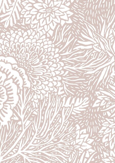 KEK Amsterdam Getekende bloemen behang 100x280cm nude - FR-013