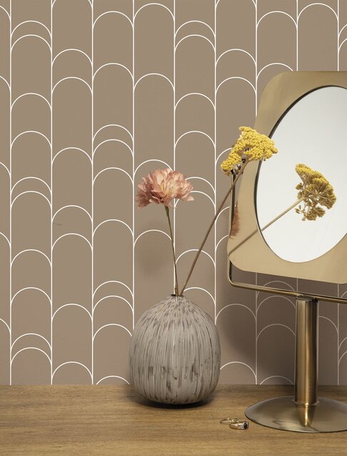 KEK Amsterdam Grafiske linjer tapet 100x280cm leire WP-739