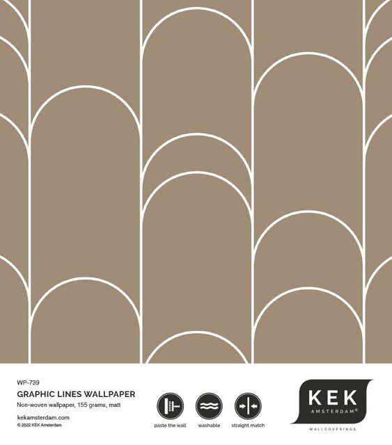 KEK Amsterdam Grafiska linjer tapet 100x280cm lera WP-739