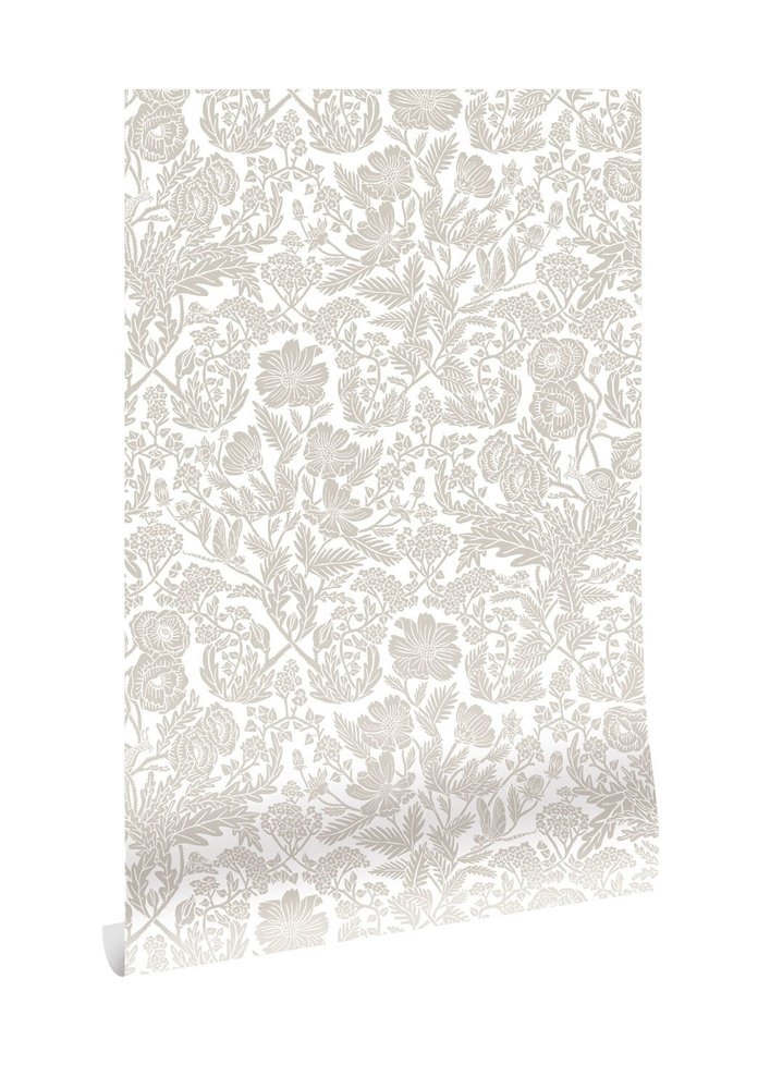 KEK Amsterdam Tegnet blomstertapet 100x280cm beige - FR-005 KEK Amsterdam Tegnet blomstertapet 100x280cm beige - FR-005