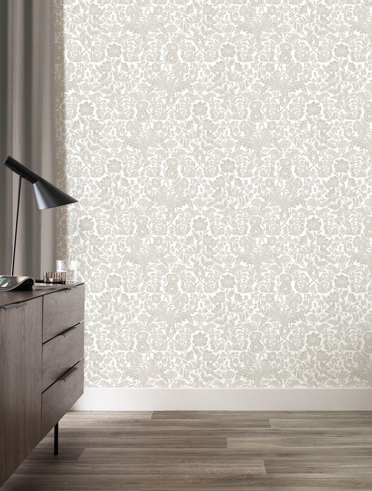 KEK Amsterdam Tegnet blomstertapet 100x280cm beige - FR-005 KEK Amsterdam Tegnet blomstertapet 100x280cm beige - FR-005