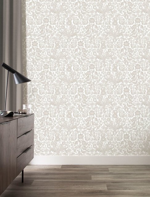 KEK Amsterdam Ritad blommig tapet 100x280cm beige - FR-005
