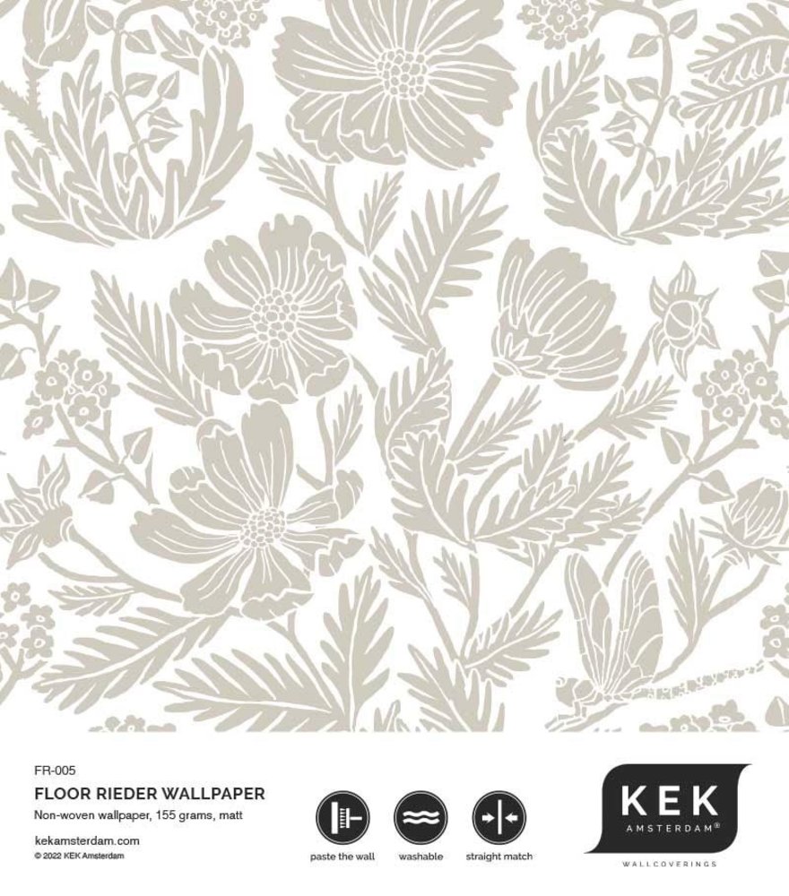 KEK Amsterdam Carta da parati floreale disegnata 100x280 cm beige - FR-005 KEK Amsterdam Carta da parati floreale disegnata 100x280 cm beige - FR-005