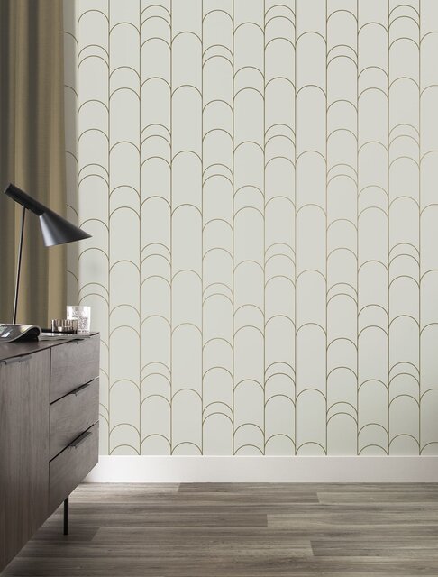 KEK Amsterdam Gyllene linjer tapet 100x280cm sand/guld MW-068