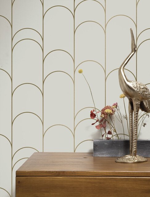 KEK Amsterdam Gyllene linjer tapet 100x280cm sand/guld MW-068