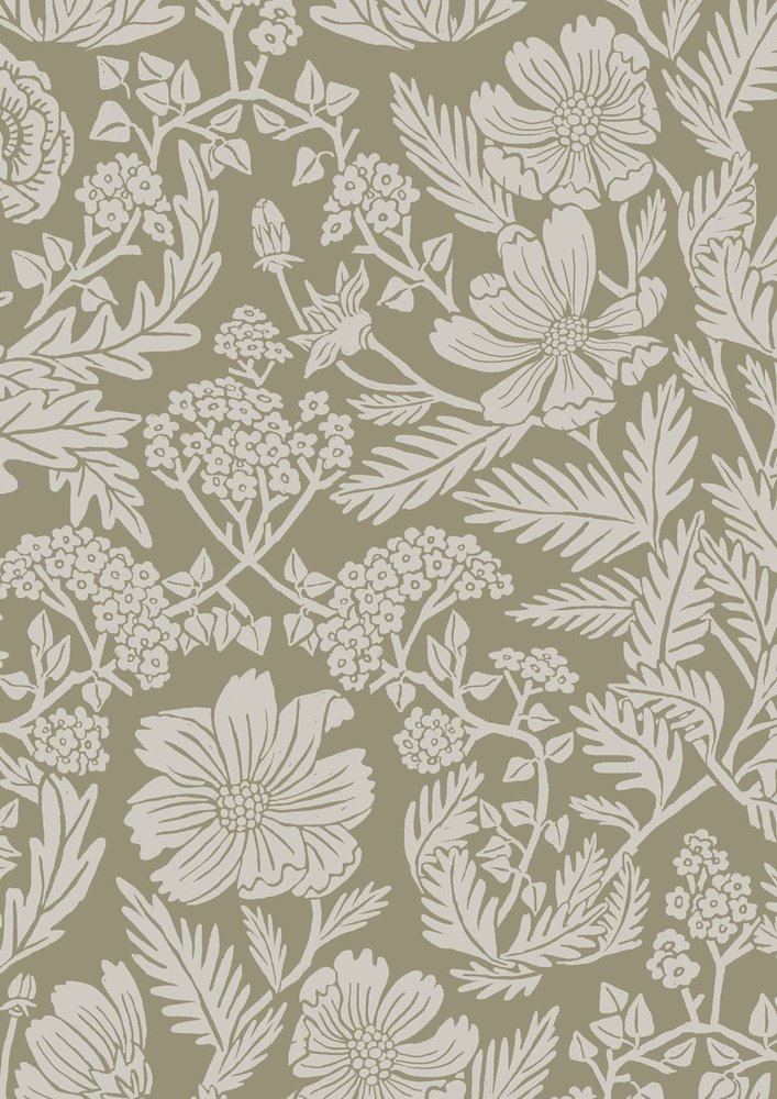 KEK Amsterdam Getekende bloemen behang 100x280cm zand - FR-003 KEK Amsterdam Getekende bloemen behang 100x280cm zand - FR-003