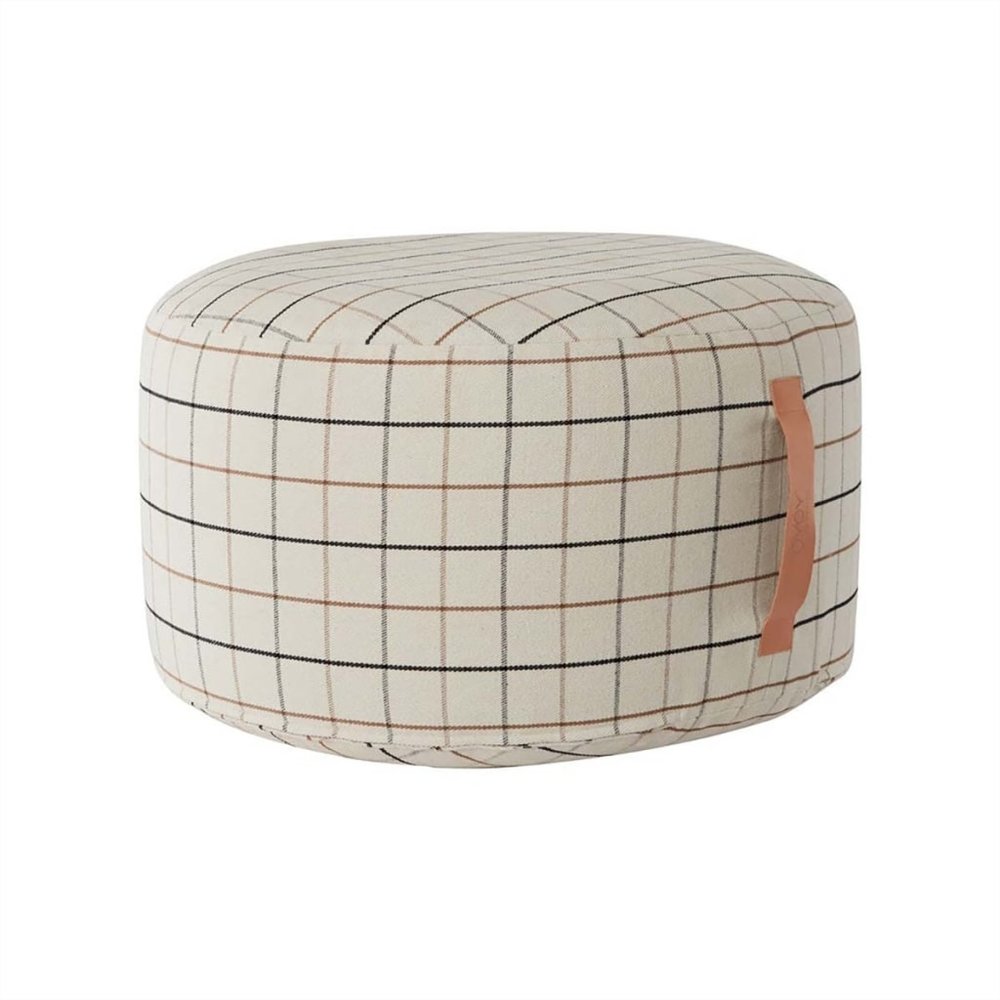 OYOY Grid pouf large off white LIVING AND CO