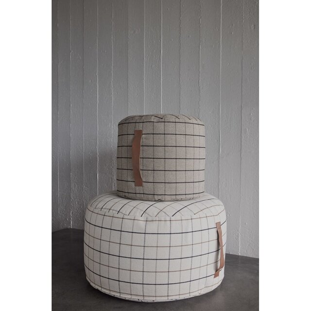 OYOY Grid poef large offwhite - L10090 OYOY Grid poef large offwhite - L10090