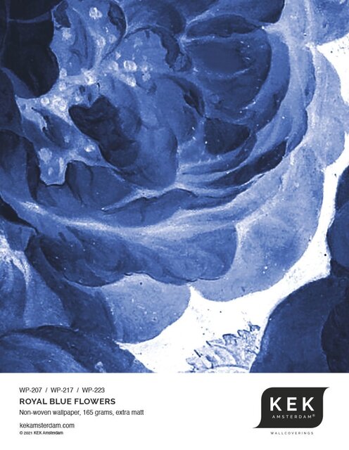 KEK Amsterdam Royal blue flowers wallpaper circle SC-001 ø142.5 cm