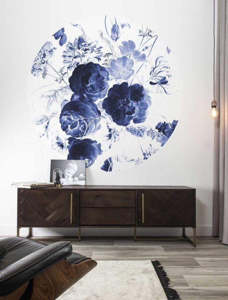 KEK Amsterdam Cercle de papier peint fleurs bleu royal CK-001 ø190cm KEK Amsterdam Cercle de papier peint fleurs bleu royal CK-001 ø190cm
