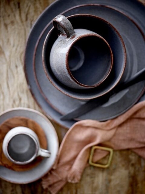 Bloomingville Sandrine Teller grau Ø28,5cm Set mit 4 Stück - 82059337