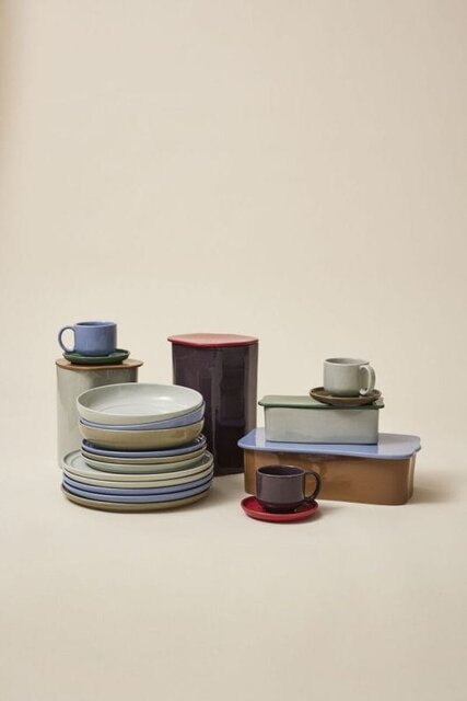 Hubsch Assiettes plates Amare bleu clair, lot de 12 pièces - 211714