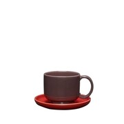 Hubsch Amare taza y platillo burdeos/rojo juego de 4 piezas - 211707 Hubsch Amare taza y platillo burdeos/rojo juego de 4 piezas - 211707