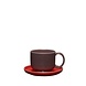 Hubsch Amare cup and saucer burgundy/red set of 4 pieces - 211707 Hubsch Amare cup and saucer burgundy/red set of 4 pieces - 211707