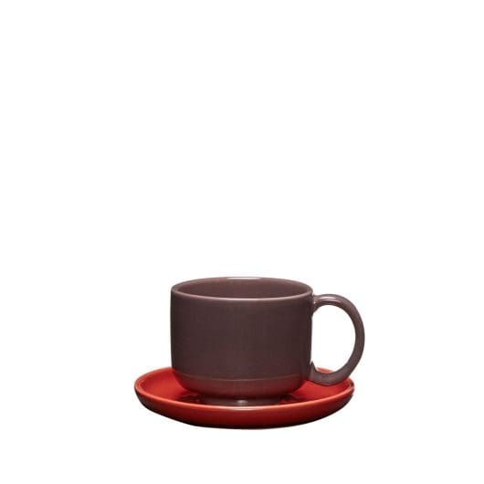 Hubsch Amare tasse et soucoupe bordeaux/rouge set de 4 pièces - 211707