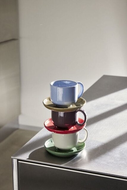 Hubsch Amare Tasse und Untertasse bordeaux/rot 4er-Set - 211707